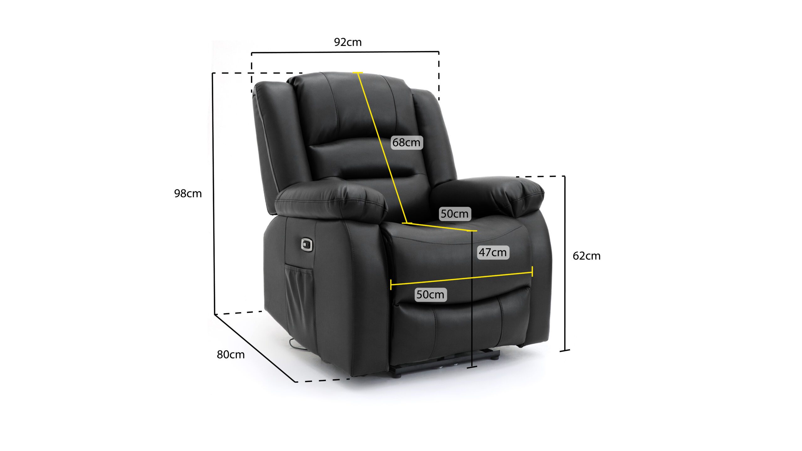 Alva Electric Recliner Sofa Black Armchair - Image 2